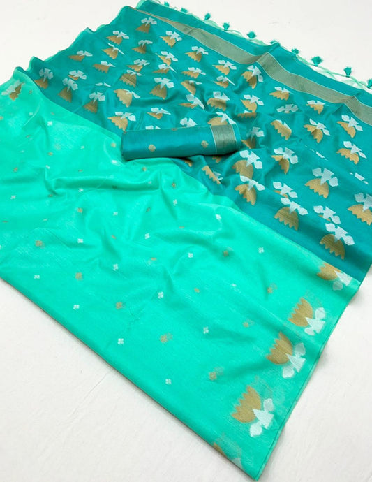 Light Blue Handloom Silk Saari