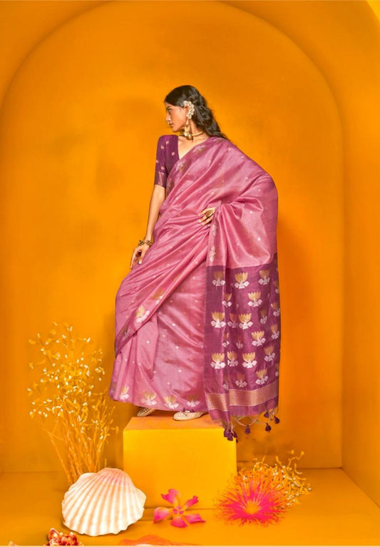 Pink Handloom Silk Saari